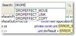 Screenshot: Search term autocompletion